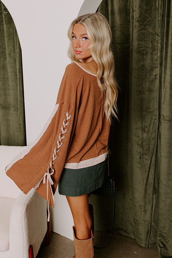 Crisp Fall Lace Up Shift Top Image - 1