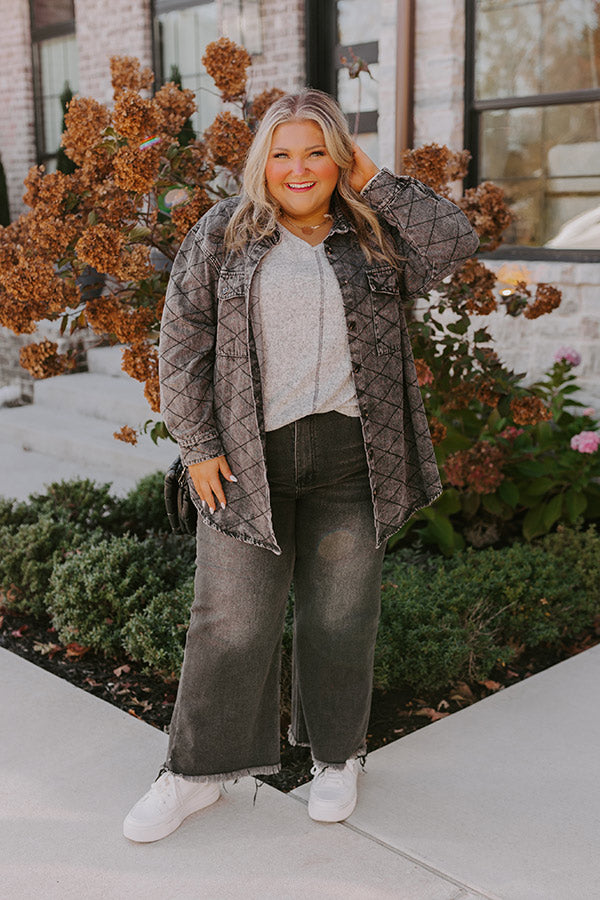 Stop Time Light Weight Denim Jacket in Vintage Black Curves Image - 1