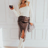 The Eras High Waist Faux Leather Skirt in Chestnut Image - 1