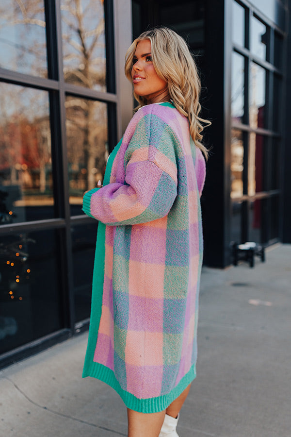 Alpine Escape Plaid Duster Cardigan Curves Image - 2