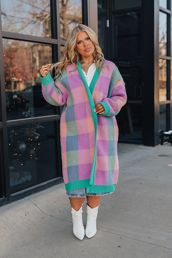 Alpine Escape Plaid Duster Cardigan Curves Image - 3