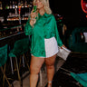 Milan Muse Rhinestone Satin Top In Kelly Green Curves Image - 1