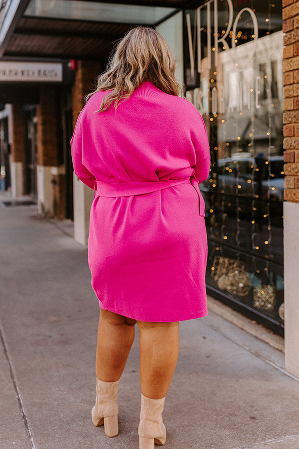 Slow Mornings Sweater Dress In Hot Pink Curves Image - 5