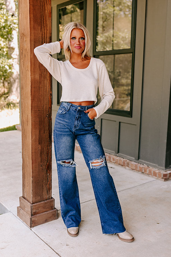 Slow Your Roll Waffle Knit Crop Top Image - 2