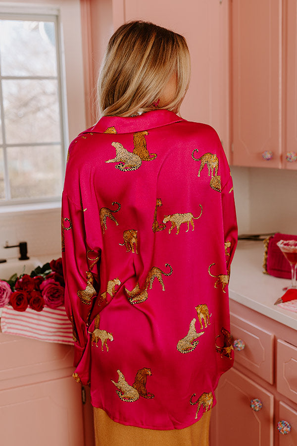 On The PR List Button Up In Fuchsia Image - 4