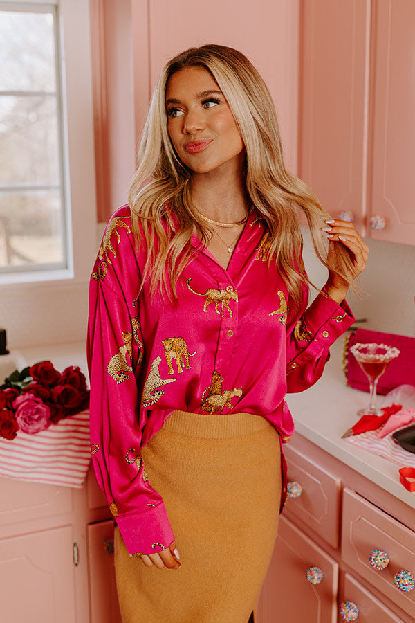 On The PR List Button Up In Fuchsia Image - 3