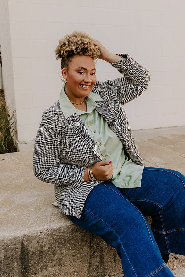 Dare To Dream Houndstooth Blazer Curves Image - 4