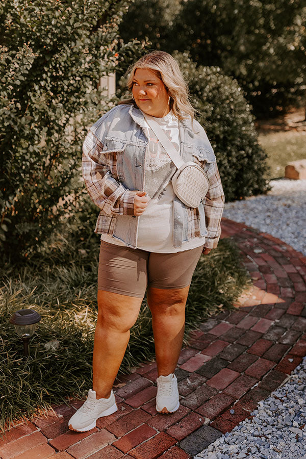 Fall Latte Denim Jacket Curves Image - 2