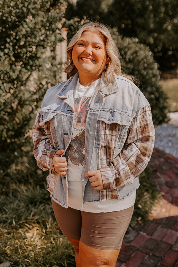 Fall Latte Denim Jacket Curves Image - 5