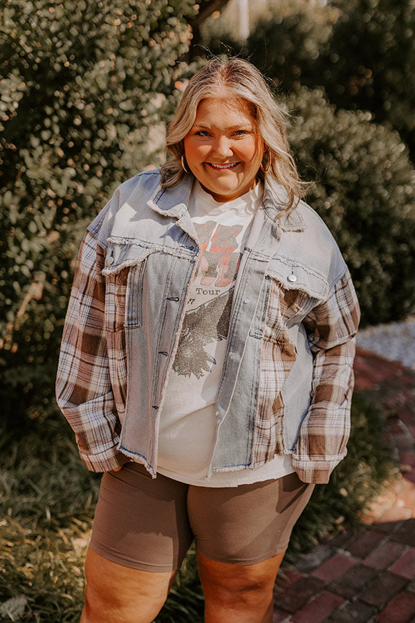 Fall Latte Denim Jacket Curves Image - 4