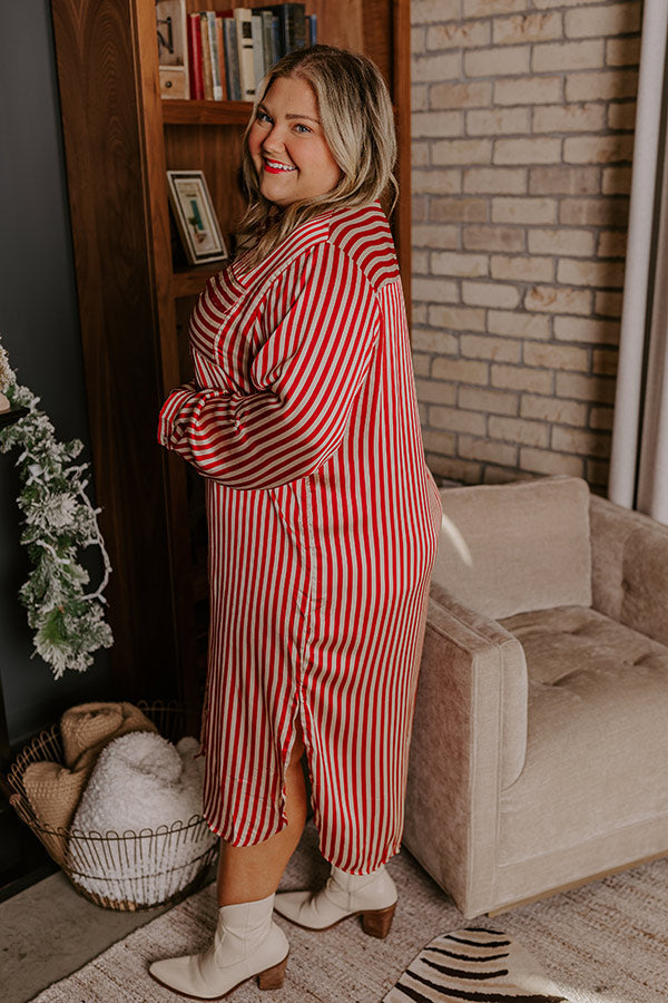 Clean Slate Stripe Midi In Red Curves Image - 3