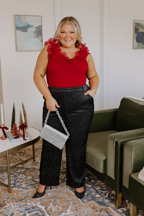Eleven Madison High Waist Glitter Pants Curves Image - 1