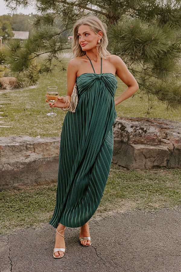 Venice Vision Pleated Midi In Hunter Green Image - 1