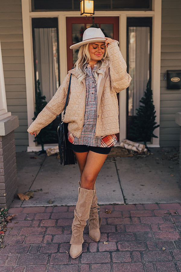Bonfire Nights Quilted Jacket in Warm Taupe Image - 4