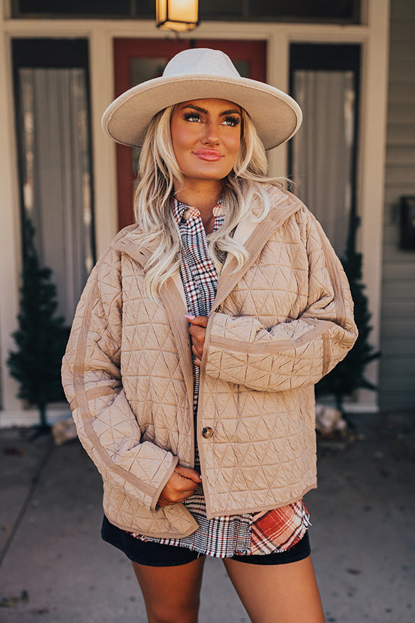 Bonfire Nights Quilted Jacket in Warm Taupe Image - 3