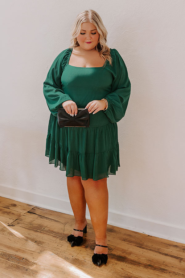 Haute Harmony Mini Dress In Hunter Green Curves Image - 1