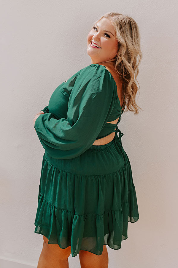 Haute Harmony Mini Dress In Hunter Green Curves Image - 3