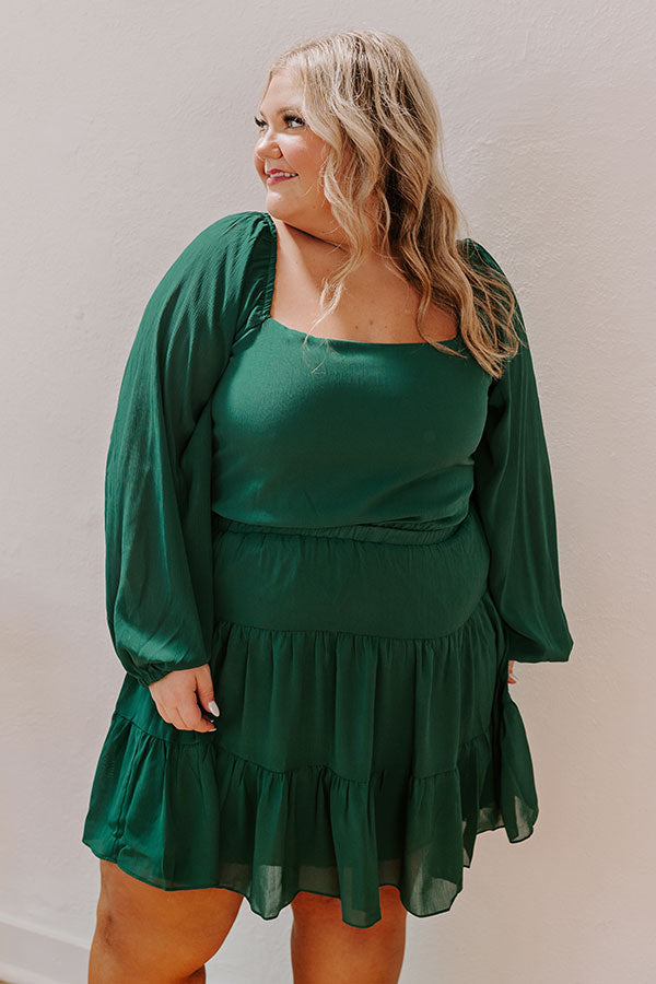 Haute Harmony Mini Dress In Hunter Green Curves Image - 2