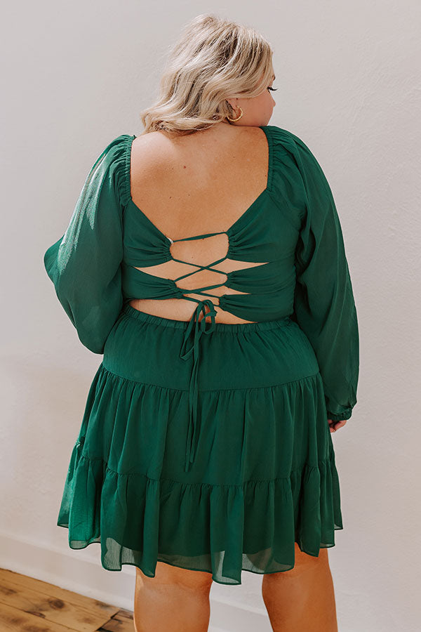 Haute Harmony Mini Dress In Hunter Green Curves Image - 4