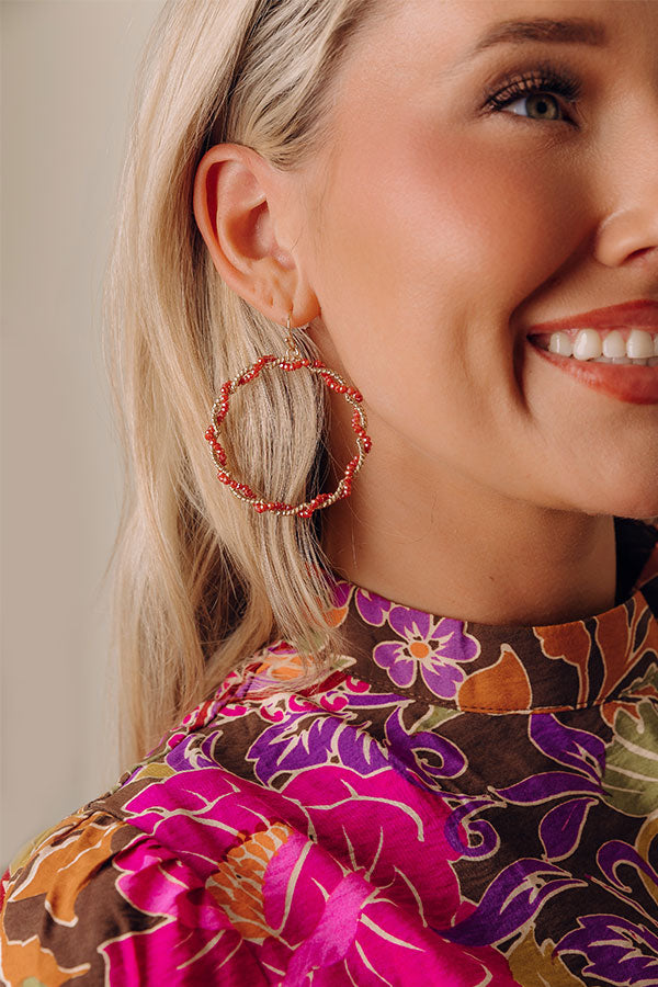 Meadow Melodies Hoop Earrings In Crimson Image - 1