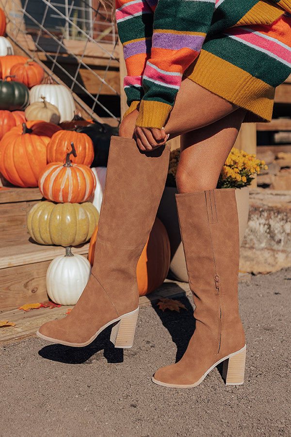 The Shiloh Faux Nubuck Knee High Boot In Brown Image - 2