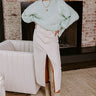 The Maris High Waist Denim Skirt in Cream Image - 1