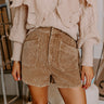 The Stevie High Waist Corduroy Shorts in Mocha Image - 1