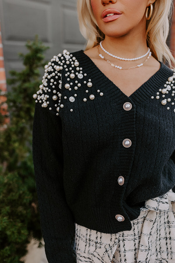 Late Night Gathering Embellished Cardigan In Black Image - 3