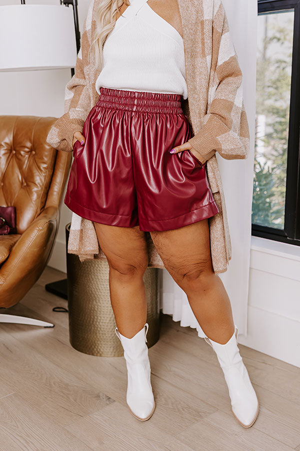 The Mina High Waist Faux Leather Shorts Curves Image - 2