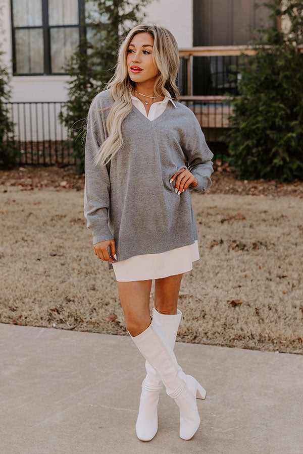 Sincerely Snuggly Sweater Top in Grey Image - 2