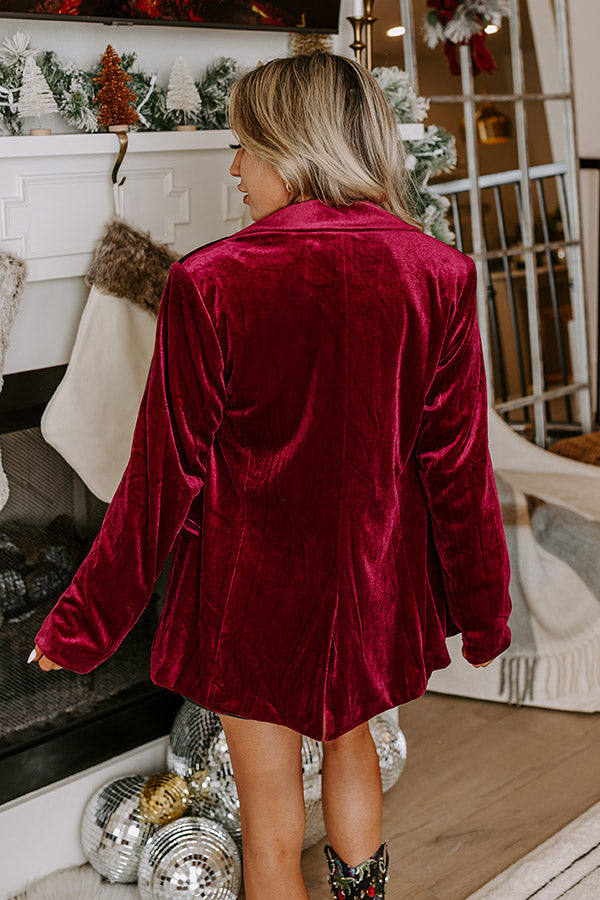 Luxe Lane Velvet Blazer In Wine Image - 3