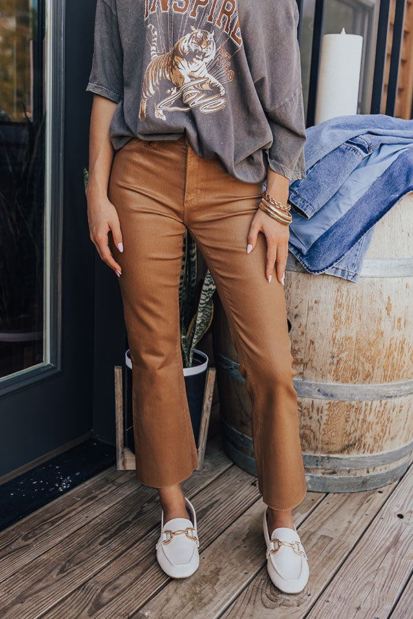Just USA The Ariadne High Waist Coated Straight Leg Pants in Camel Image - 2