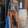 Just USA The Ariadne High Waist Coated Straight Leg Pants in Camel Image - 1