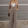 Dreaming Of Soho Houndstooth Jumpsuit In Espresso Image - 1