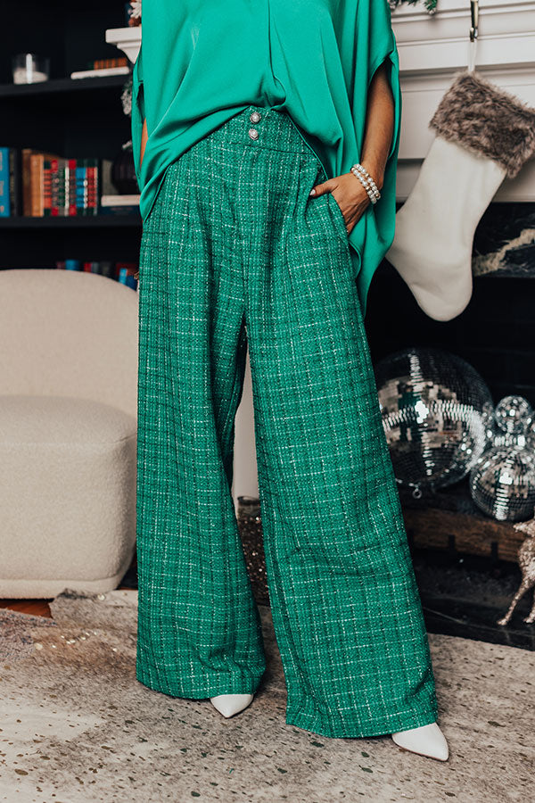 The Prescott High Waist Tweed Pants in Green