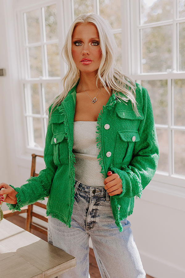 Passing Time Wool-Blend Tweed Jacket in Green Image - 1
