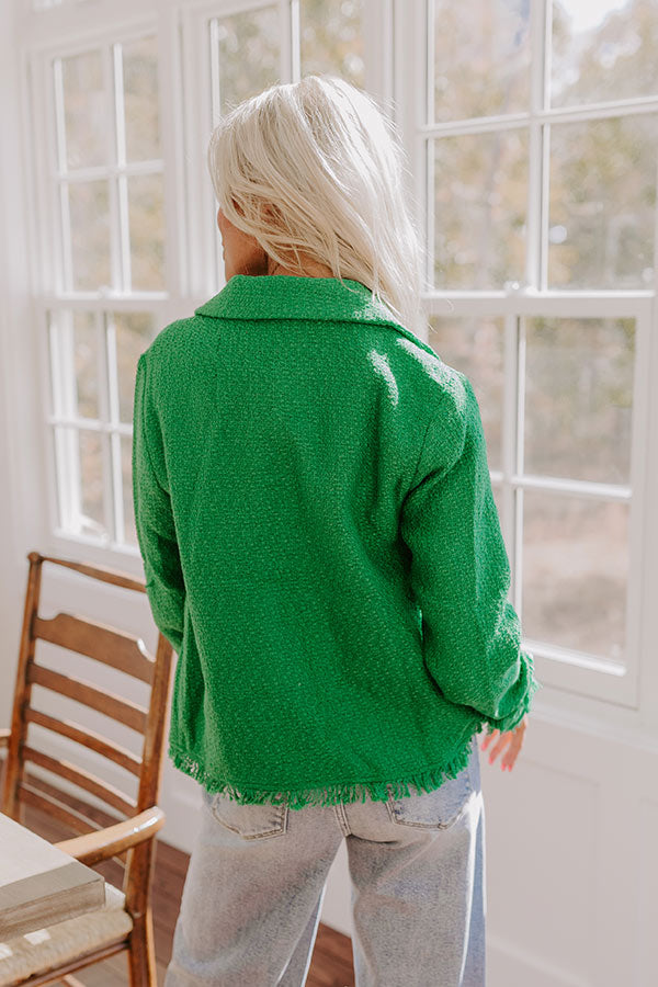 Passing Time Wool-Blend Tweed Jacket in Green Image - 3