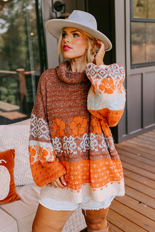 Autumn Brunch Knit Sweater in Cinnamon Curves Image - 3