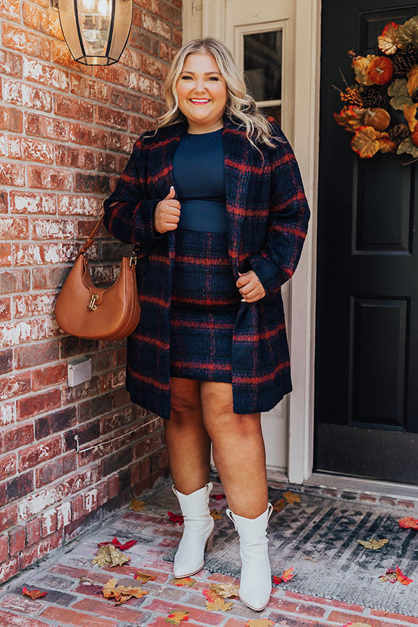 Fall Frenzy Plaid Coat Curves Image - 2