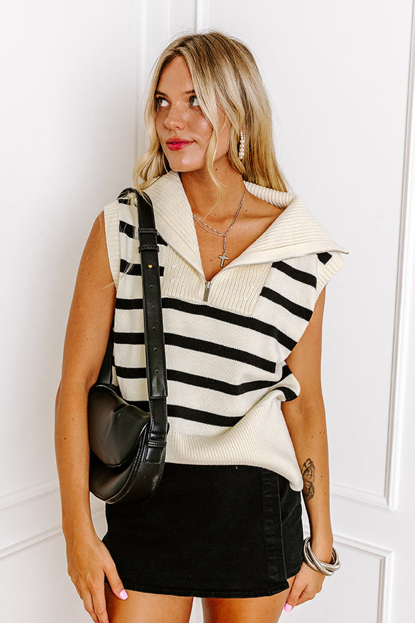 Midnight Dreams Stripe Sweater Vest In Cream Image - 3