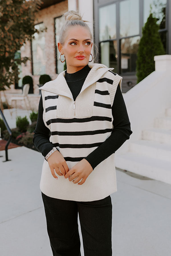 Midnight Dreams Stripe Sweater Vest In Cream Image - 1