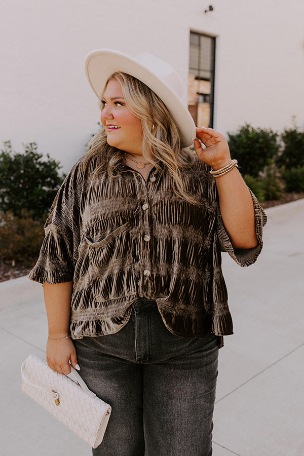 Roman Holiday Velvet Top In Martini Olive Curves Image - 2