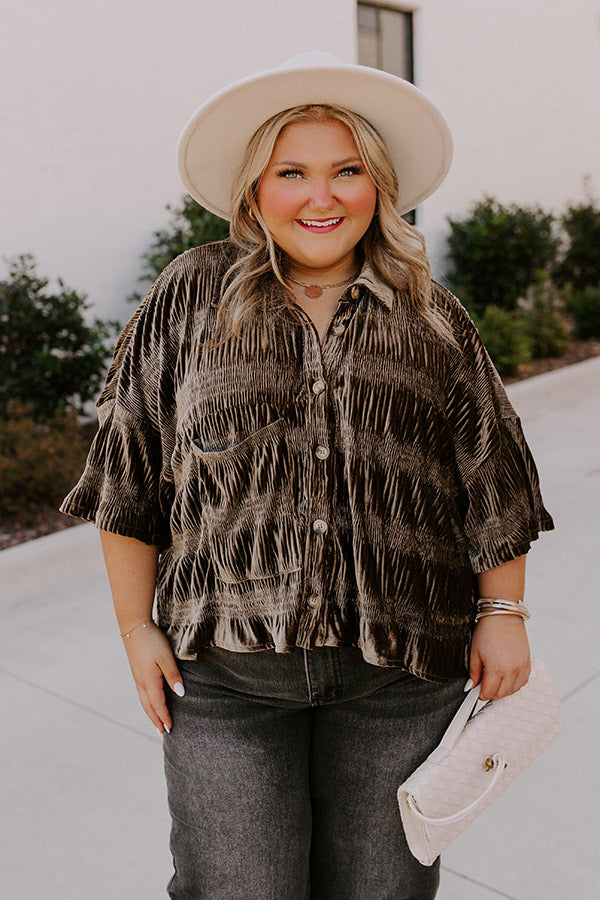 Roman Holiday Velvet Top In Martini Olive Curves Image - 3