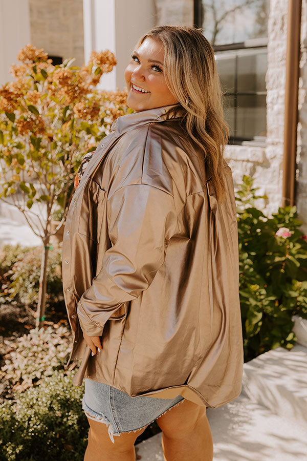 Sip Of Champagne Faux Leather Button Up Curves Image - 4