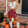 Roman Holiday Faux Leather Skirt in Crimson Image - 1