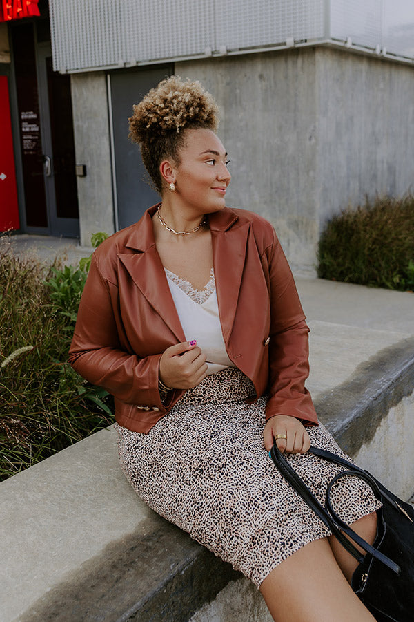Material Girl Faux Leather Blazer Curves Image - 2