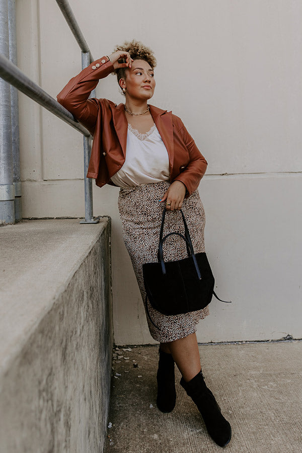 Material Girl Faux Leather Blazer Curves Image - 3