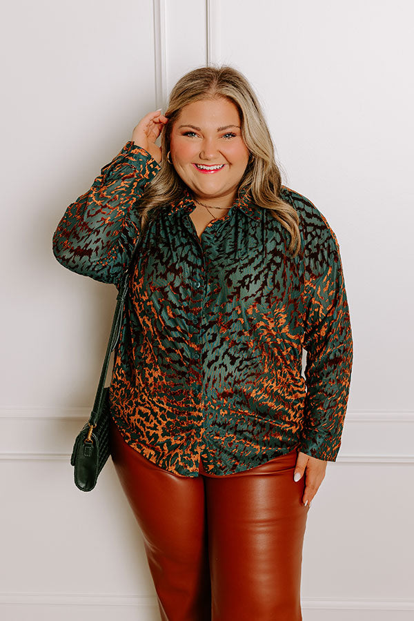 Modern Muse Velvet Burnout Top in Teal Curves Image - 1