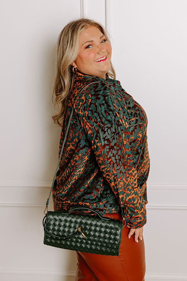 Modern Muse Velvet Burnout Top in Teal Curves Image - 2