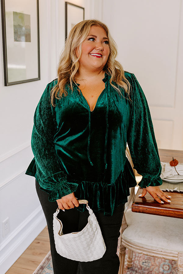 Statement Maker Velvet Top In Hunter Green Curves Image - 2